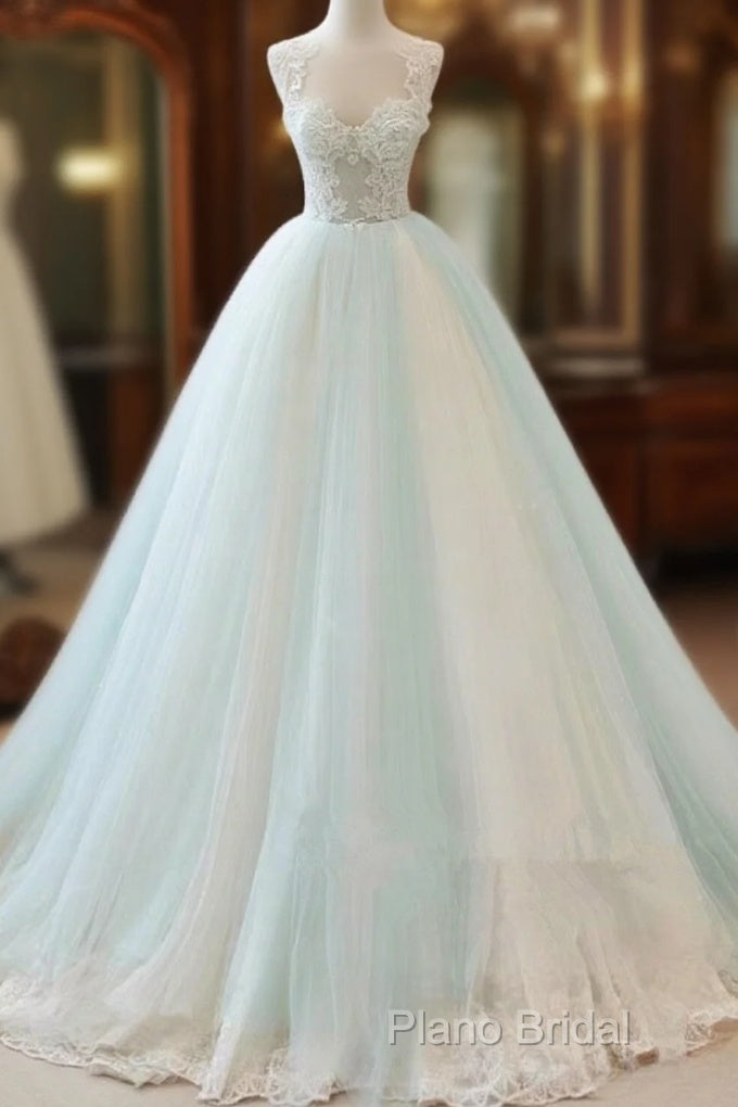Glam White And Mint Green Tulle With Lace Party Dresses, Straps Formal Dresses Formal Dresses Main image