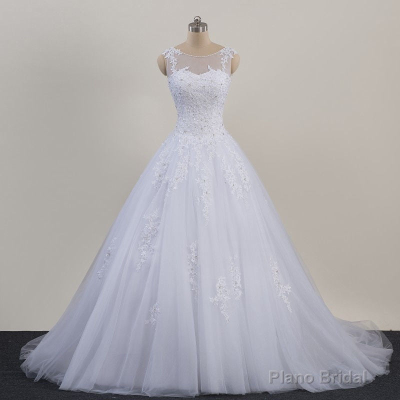 Glam White Tulle Puffy Ball Gown Prom Dress, Sweetheart 16 Gown
