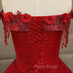 Glam Wine Red Quinceanera Dresses Party Dresses, Tulle Long Embroidered with Flowers Formal Dresses