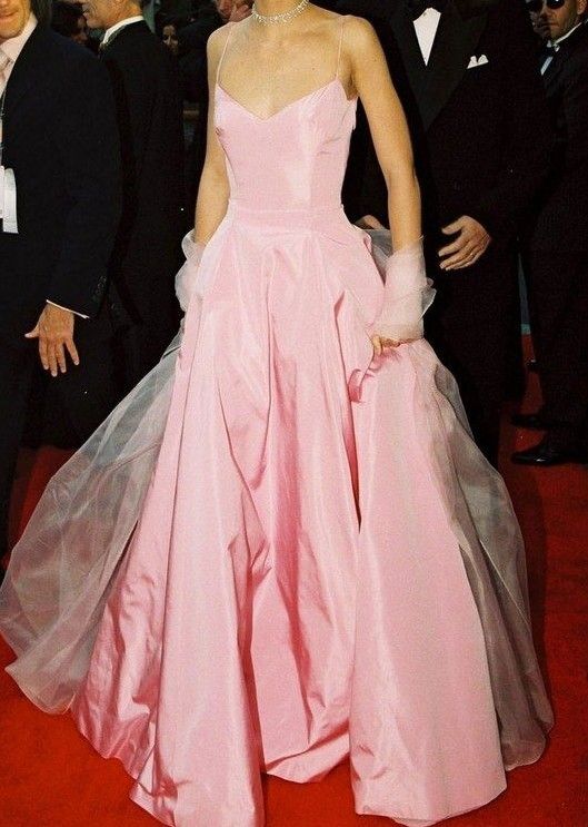 Glamorous A Line Straps Pink Long Formal Prom Dresses Secondary image