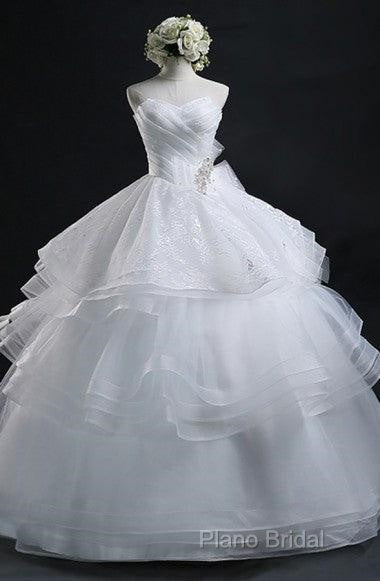 Glamorous Ball Gown Sweetheart Organza Wedding Dresses With Lace