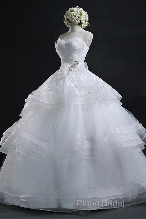 Glamorous Ball Gown Sweetheart Organza Wedding Dresses With Lace