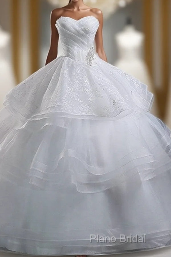 Glamorous Ball Gown Sweetheart Organza Wedding Dresses With Lace
