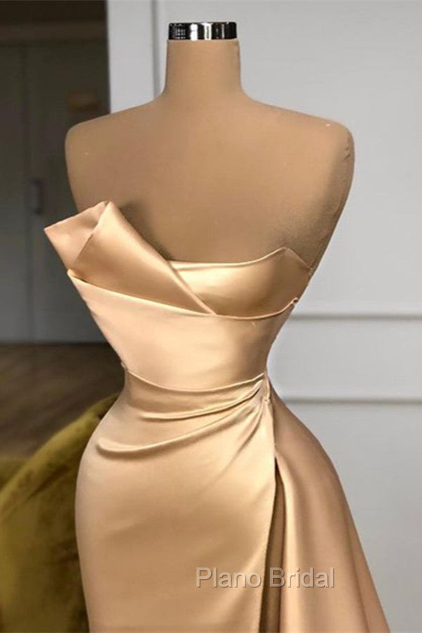 Glamorous Champagne Starpless Long Formal Prom Dresses With Split Online