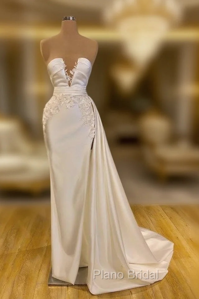 Glamorous Ivory Mermaid Long Formal Prom Dresses With Appliques