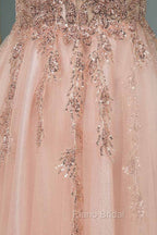 Glamorous Long A-line Sequins V-Neck Open Back Evening Formal Prom Dresses