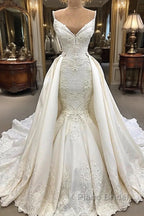 Glamorous Mermaid Sleeveless Lace Wedding Dress Overskit