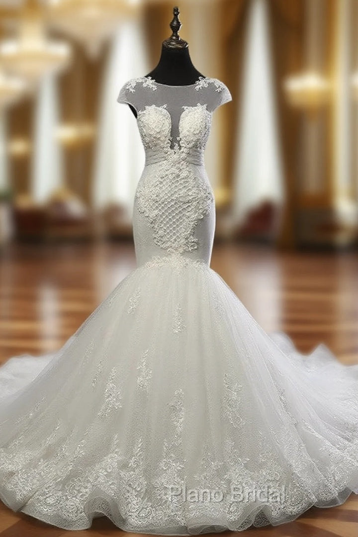 Glamorous Wedding Dresses Mermaid Wedding Dresses Appliques Scoop Neck Main image