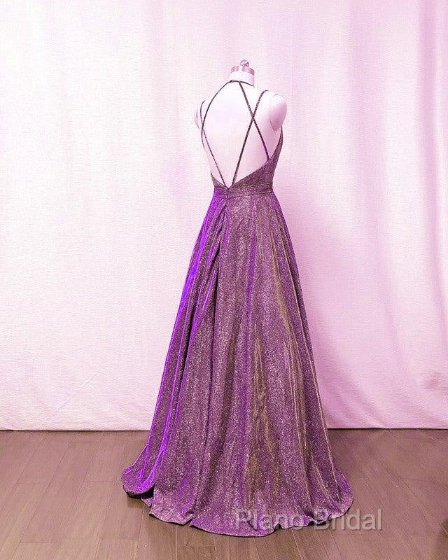 Glitter Ball Gown Formal Prom Dresses Cross Back Secondary image