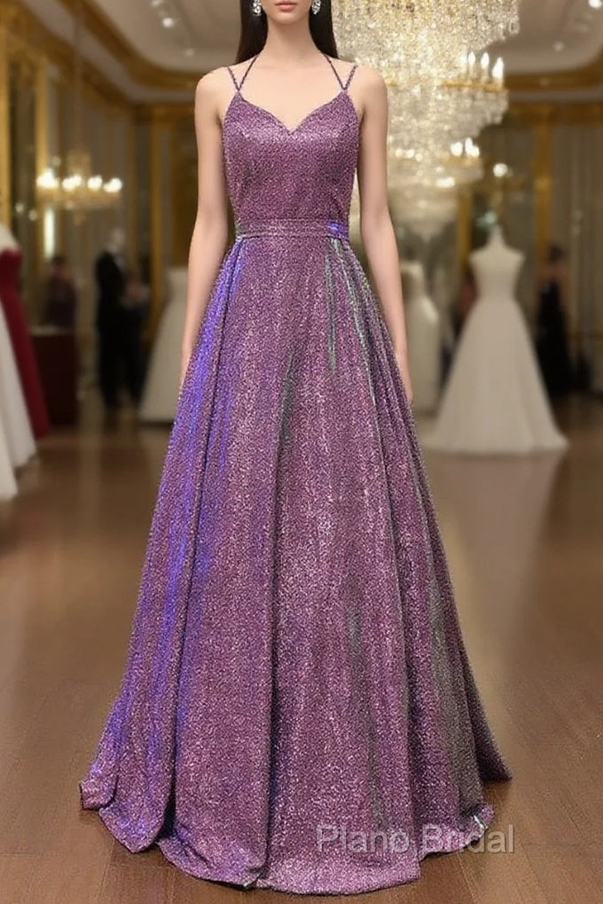 Glitter Ball Gown Formal Prom Dresses Cross Back Main image