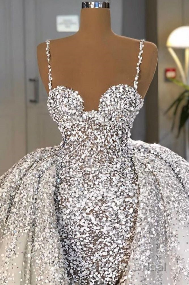 Glitter Mermaid Ball Gown Spaghetti Sequins Tulle party Gown Secondary image