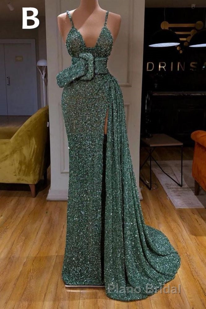 Glitter Off-the-Shoulder Slim Mermaid Formal Prom Party GownsSleeveless Mermaid Evening Gowns Secondary image