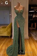 Glitter Off-the-Shoulder Slim Mermaid Formal Prom Party GownsSleeveless Mermaid Evening Gowns