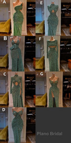 Glitter Off-the-Shoulder Slim Mermaid Formal Prom Party GownsSleeveless Mermaid Evening Gowns