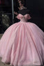 Glitter Pearls Pink Quinceanera Dresses Ball Gowns Sweet 15 16 Birthday Dresses