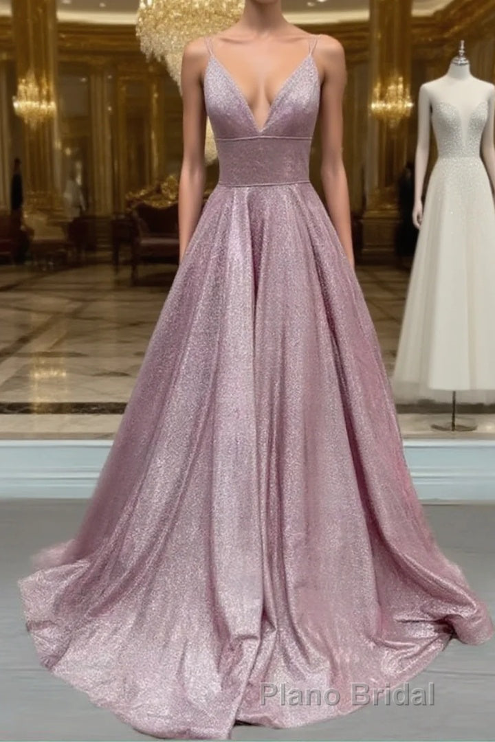 Glitter Formal Prom Dresses V Neck Multi Straps Main image