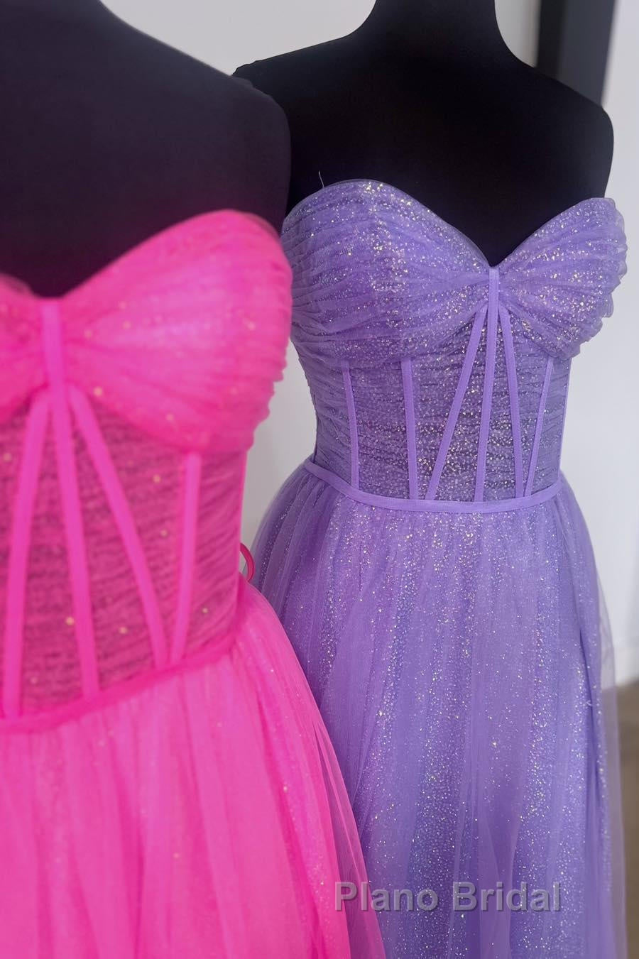 Glitter Sweetheart Sheer Corset A-Line Long Formal Prom Dresses Secondary image