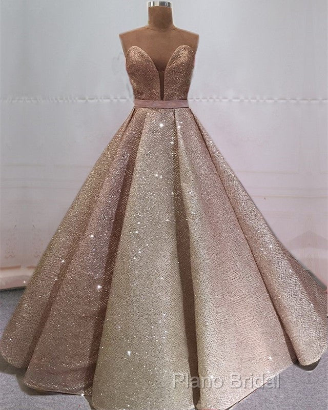 Glitter Tulle Ball Gown Strapless Dresses