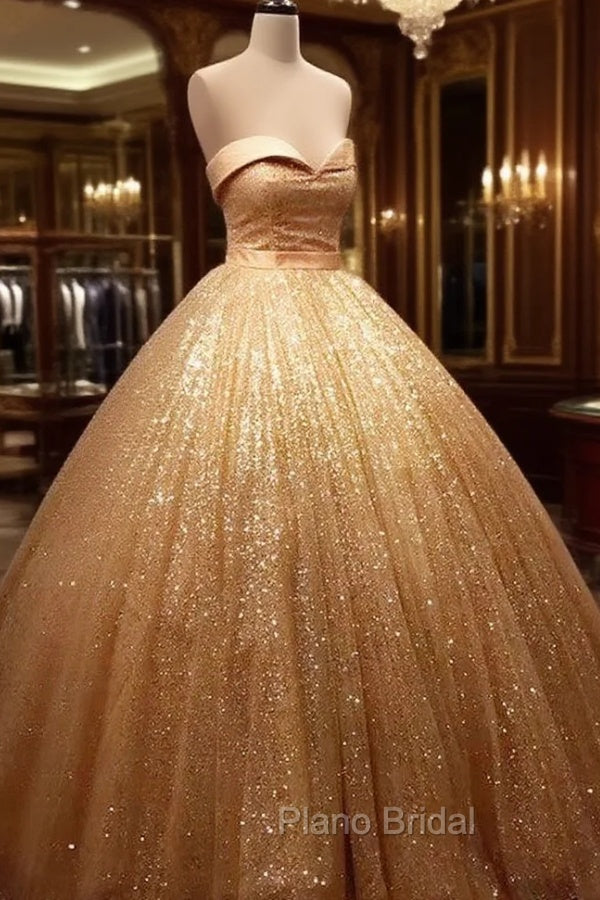 Glitter Tulle Formal Prom Dresses Sweetheart Ball Gown