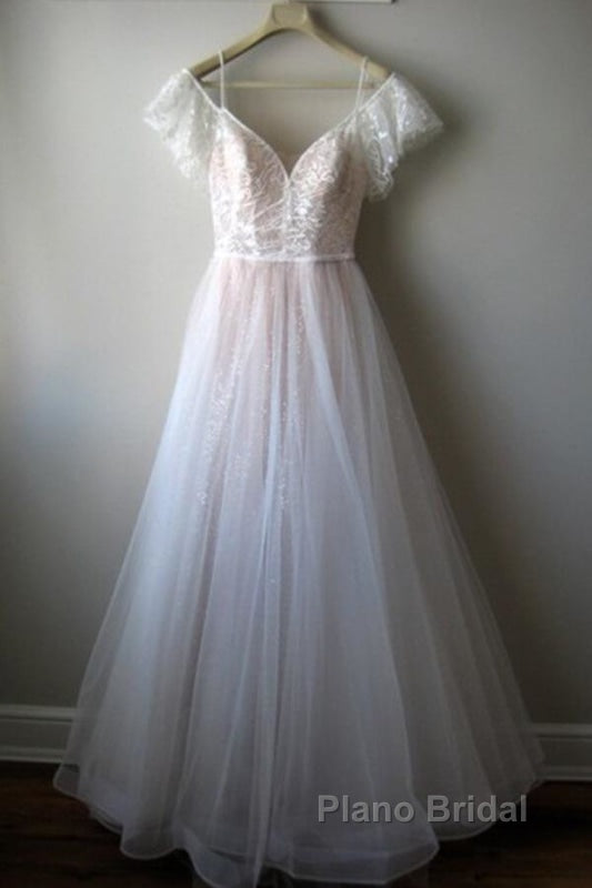 Glorious Cold-shoulder Chapel Train Wedding Dress