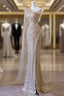 Gold Mermaid Sequins One Shoulder Formal Prom Dresses