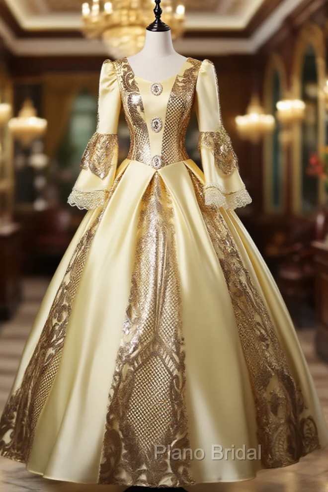Gold Satin Sequins Rococo Baroque Antonietta Dresses
