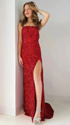 Gold Sequin Strapless Backless Mermaid Formal Prom Dresses