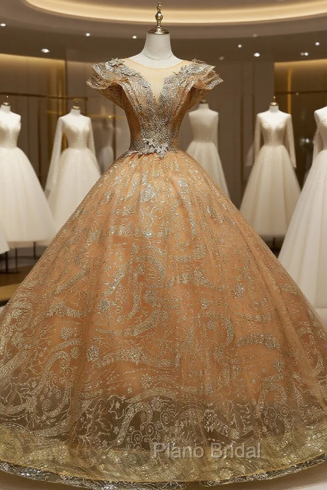 Gold Sequins Beading Quinceanera Dresses Main image