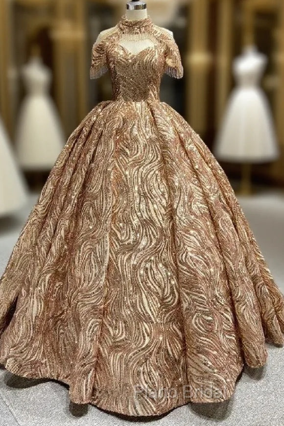 Gold Sequins Off the Shoulder Formal Prom Dresses