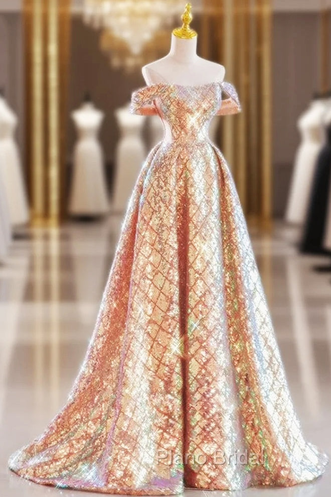 Gold Sequins Sweetheart Formal Prom Dresses Main image