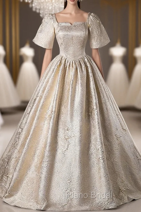 Gold Short Sleeve Square Neck Quinceanera Dresses Main image