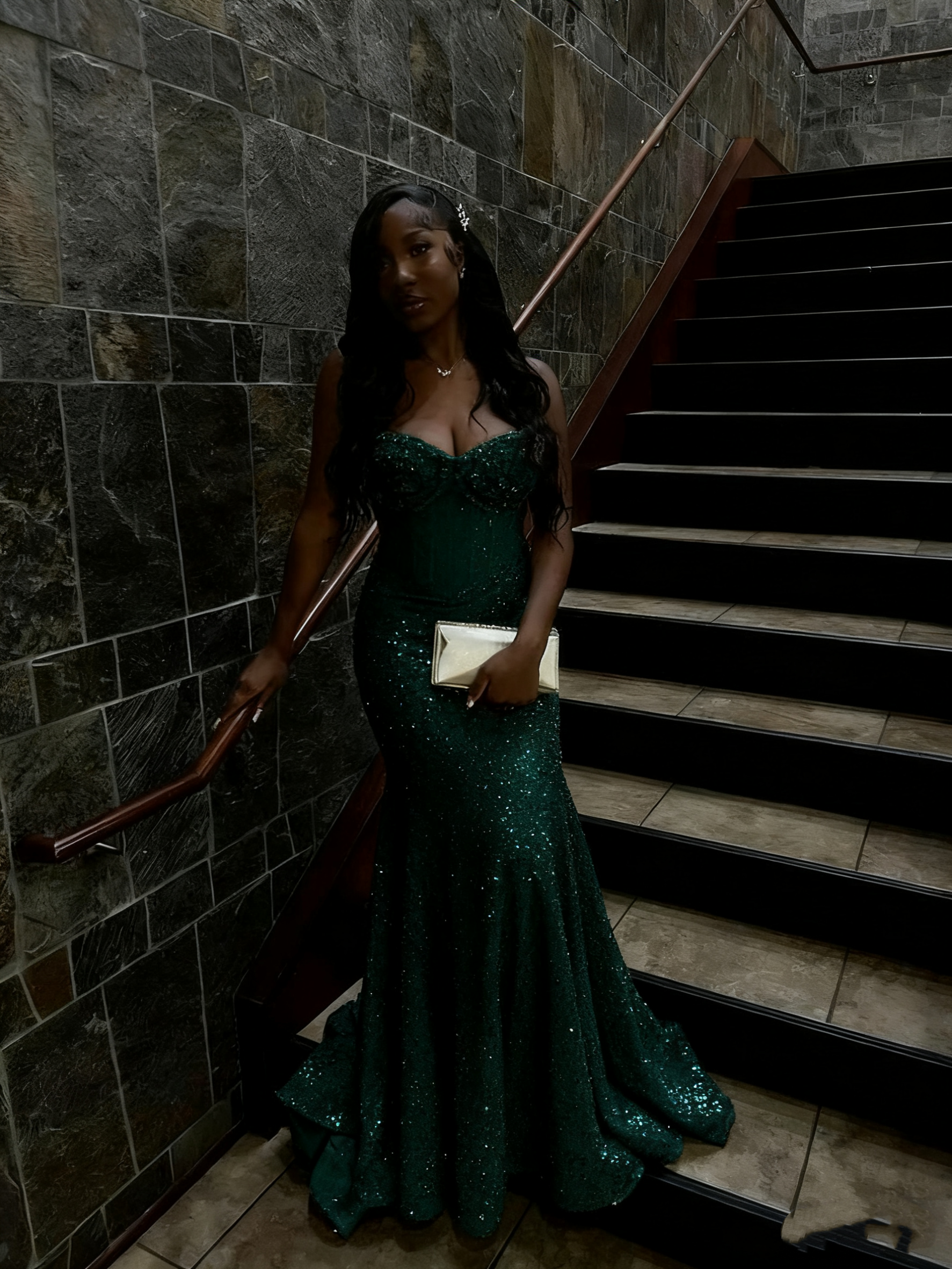 Gold Sequin Mermaid Long Formal Prom Gown Formal Evening Dresses
