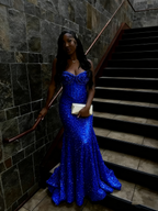 Gold Sequin Mermaid Long Formal Prom Gown Formal Evening Dresses