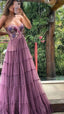 Gorgeous A Line Embroidery Formal Prom Dresses, Lace Long Formal Prom Dresses Formal Beads Formal Evening Dresses