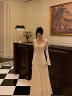 Gorgeous A Line Long Sleeves White Lace Date Night Dresses Formal Prom Dresses Birthday Outfits