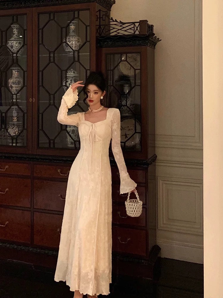 Gorgeous A Line Long Sleeves White Lace Date Night Dresses Formal Prom Dresses Birthday Outfits