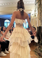 Gorgeous  A-Line Strapless Chiffon Long Formal Prom Dresses Formal Evening Dresses