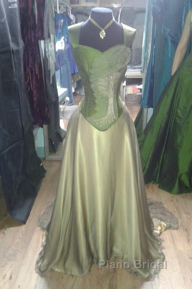 Gorgeous A Line Straps Floor Length Satin Retro Evening Dresses Formal Prom Dresses