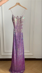 Gorgeous And Dazzling Backless Sequined Long Formal Prom Dresses