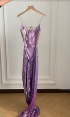 Gorgeous And Dazzling Backless Sequined Long Formal Prom Dresses