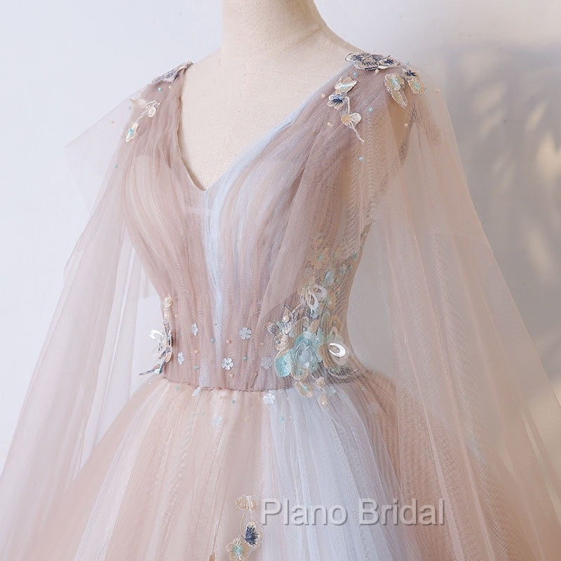 Gorgeous Ball Gown Tulle V-neckline Long Party Gown, New Formal Prom Dresses Secondary image