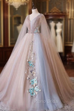 Gorgeous Ball Gown Tulle V-neckline Long Party Gown, New Formal Prom Dresses