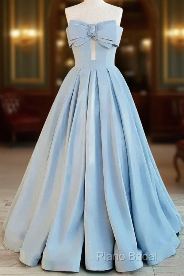 Gorgeous Balll Gown Sweetheart Blue Satin Long Formal Dresses Formal Prom Dresses Main image