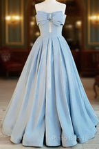 Gorgeous Balll Gown Sweetheart Blue Satin Long Formal Dresses Formal Prom Dresses
