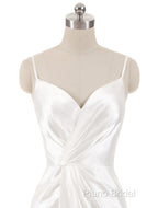 Gorgeous Beach Wedding Dresses Mermaid Sleeveless Formal Dresses V Neck Straps Split Ivory Bridal Gown With Court Train