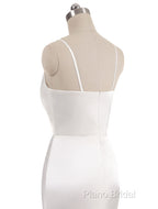 Gorgeous Beach Wedding Dresses Mermaid Sleeveless Formal Dresses V Neck Straps Split Ivory Bridal Gown With Court Train