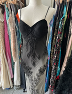 Gorgeous Black And Gray Gradient Beaded Chiffon Long Formal Prom Dresses