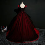 Gorgeous Black And Red Embroidery Quinceanera Dresses, Lace Applique Tulle Gowns