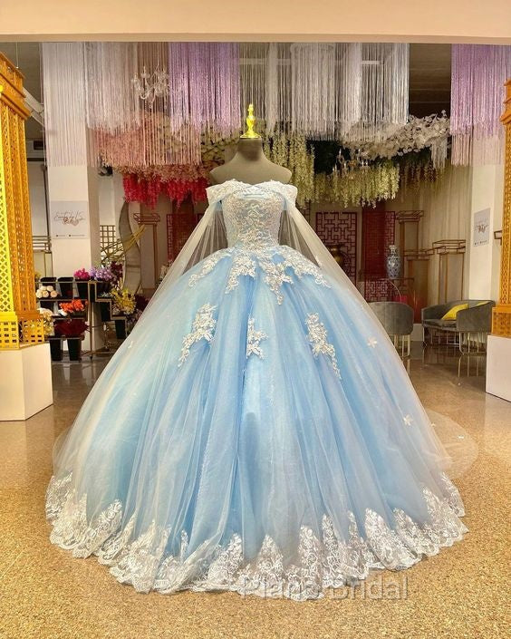 Gorgeous Light Blue Quinceanera Dresses With Cape Princess Birthday Sweet 15 Secondary image