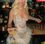Gorgeous Champagne Sequin Beaded Sheath Cocktail Dresses Formal Homecoming Dresses
